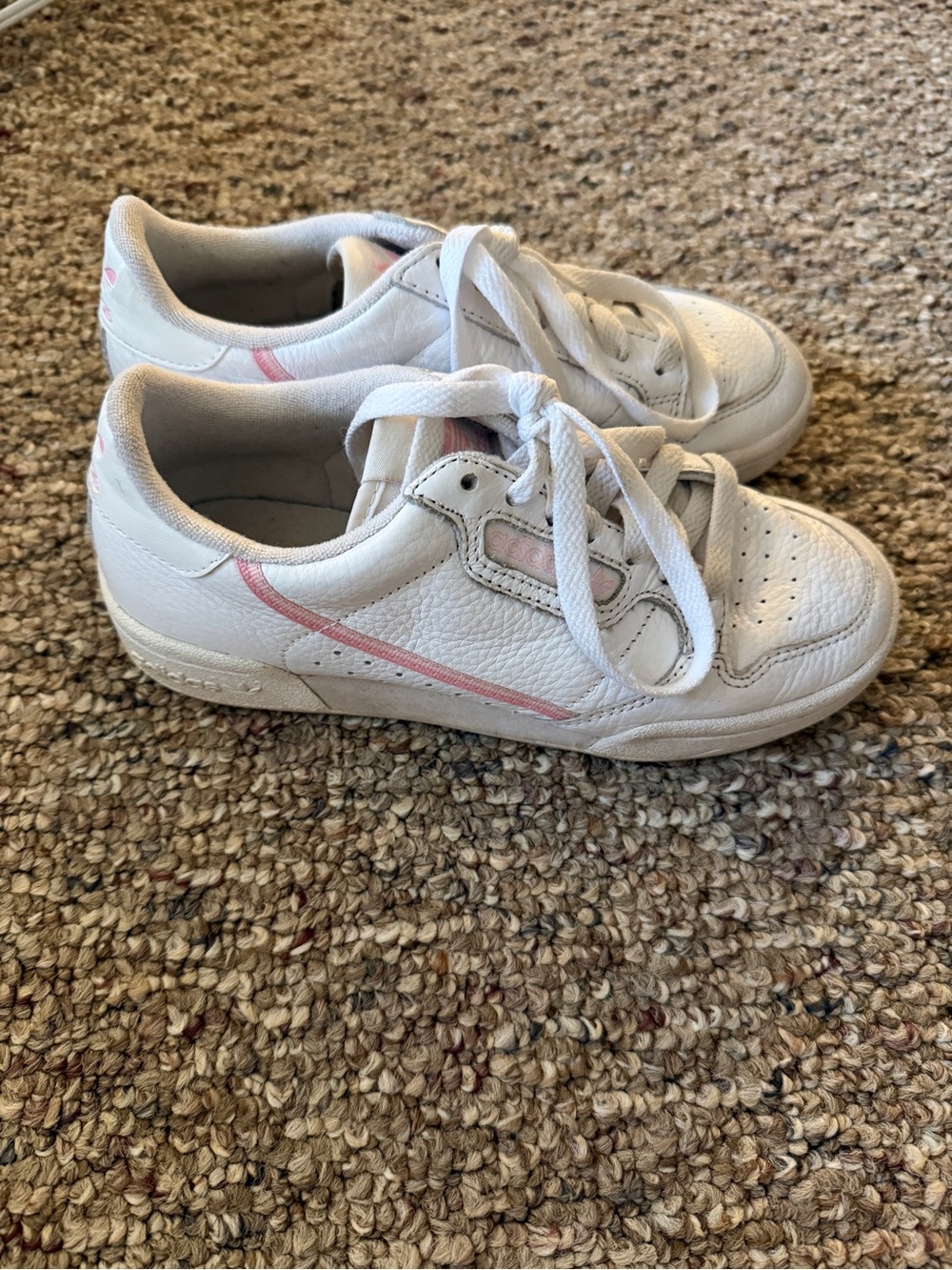 Adidas White Sneakers with Pink Detail - Athletic Shoes